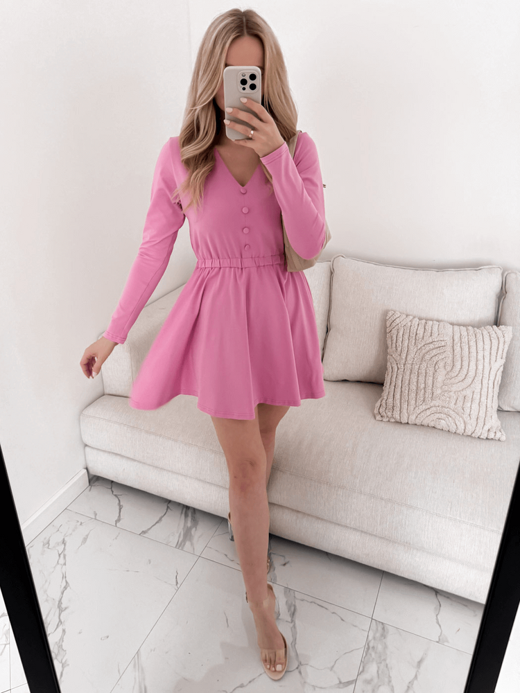 LORI - ROZKLOSZOWANA SUKIENKA MINI RÓŻ