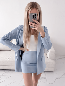 CORINA - ZAMSZOWY KOMPLET Z MARYNARKĄ I SPÓDNICĄ BŁĘKIT