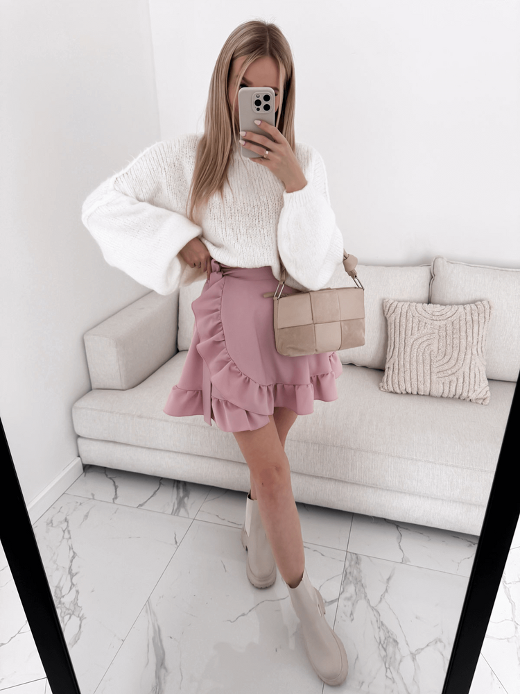 MADERA - SPÓDNICA KOPERTOWA MINI BRUDNY RÓŻ